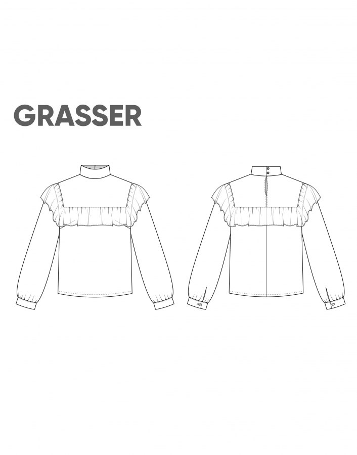 Блузка, выкройка №419 — выкройка бренда Grasser, технический рисунок