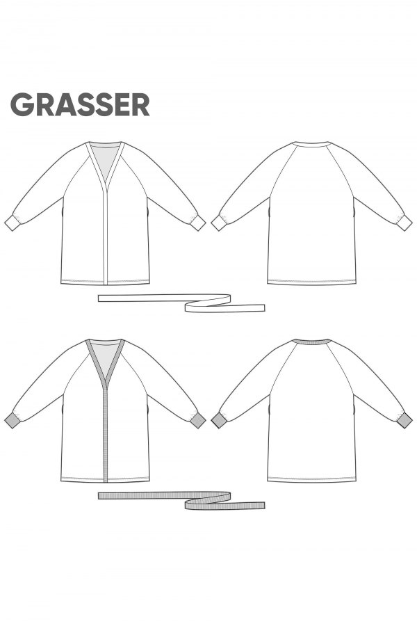 Кардиган, выкройка №891 — выкройка бренда Grasser, технический рисунок