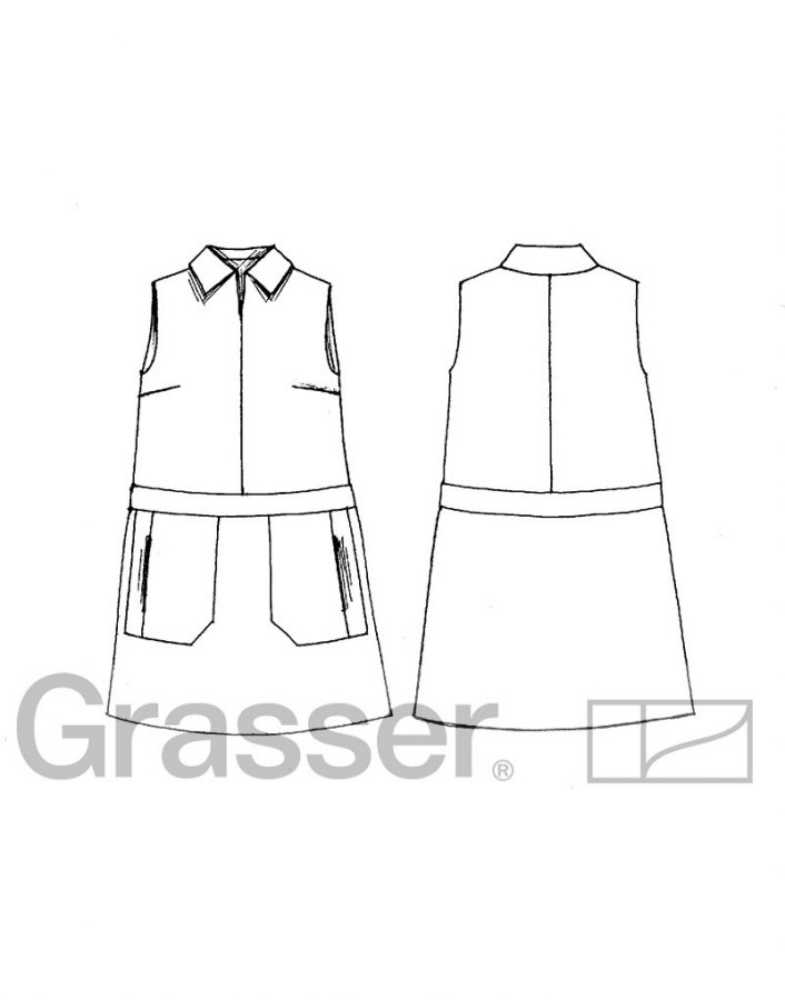 Платье, выкройка №312 — выкройка бренда Grasser, технический рисунок