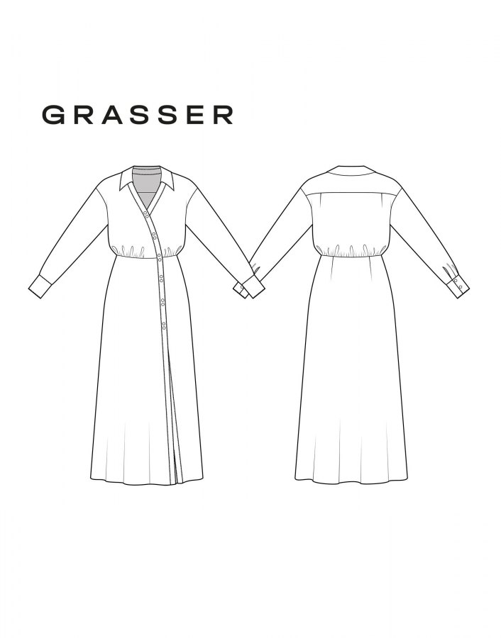 Платье, выкройка №1021 — выкройка бренда Grasser, технический рисунок