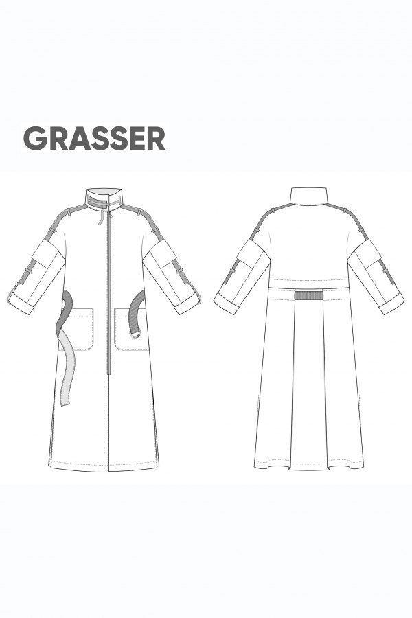 Плащ, выкройка №832 — выкройка бренда Grasser, технический рисунок