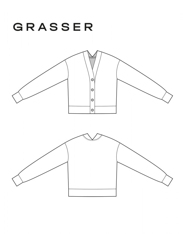 Кардиган, выкройка №1078 — выкройка бренда Grasser, технический рисунок