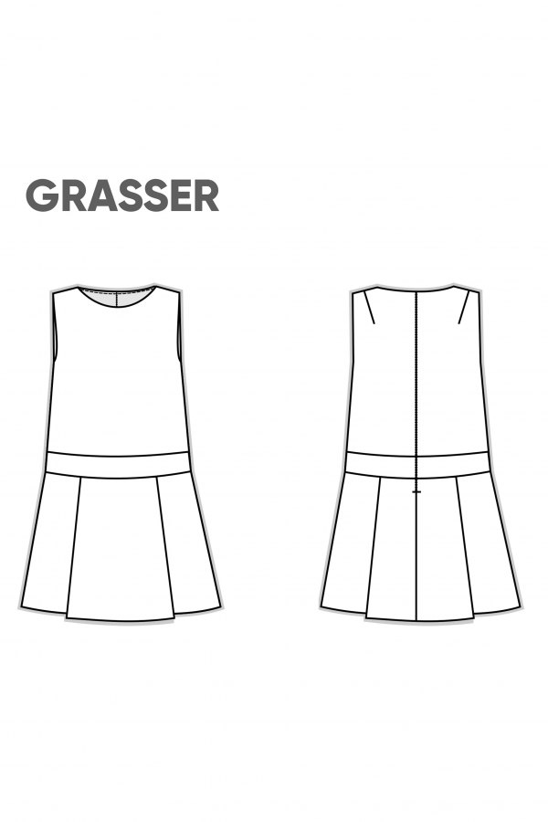 Школьный сарафан для девочки, выкройка №499 — выкройка бренда Grasser, технический рисунок