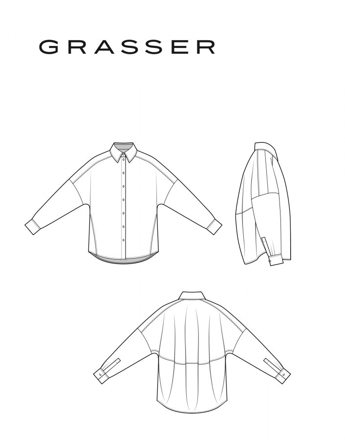 Рубашка, выкройка №1319 — выкройка бренда Grasser, технический рисунок