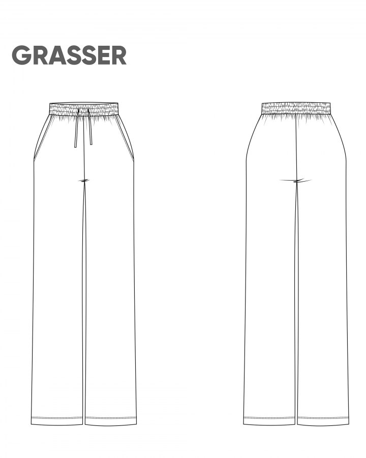 Брюки, выкройка №875 — выкройка бренда Grasser, технический рисунок
