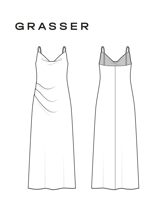 Платье, выкройка №1136 — выкройка бренда Grasser, технический рисунок