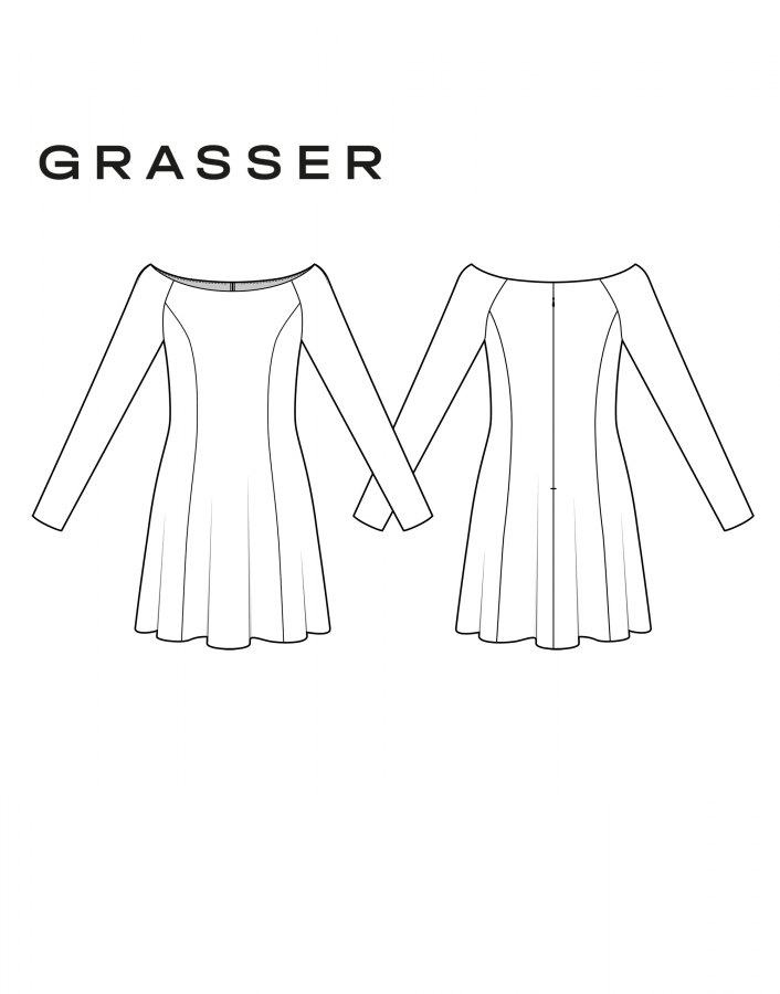 Платье в двух вариантах длины, выкройка №1133 — выкройка бренда Grasser, технический рисунок