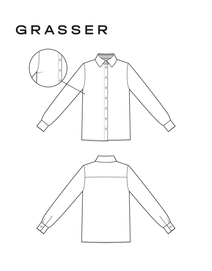 Блузка, выкройка №1104 — выкройка бренда Grasser, технический рисунок