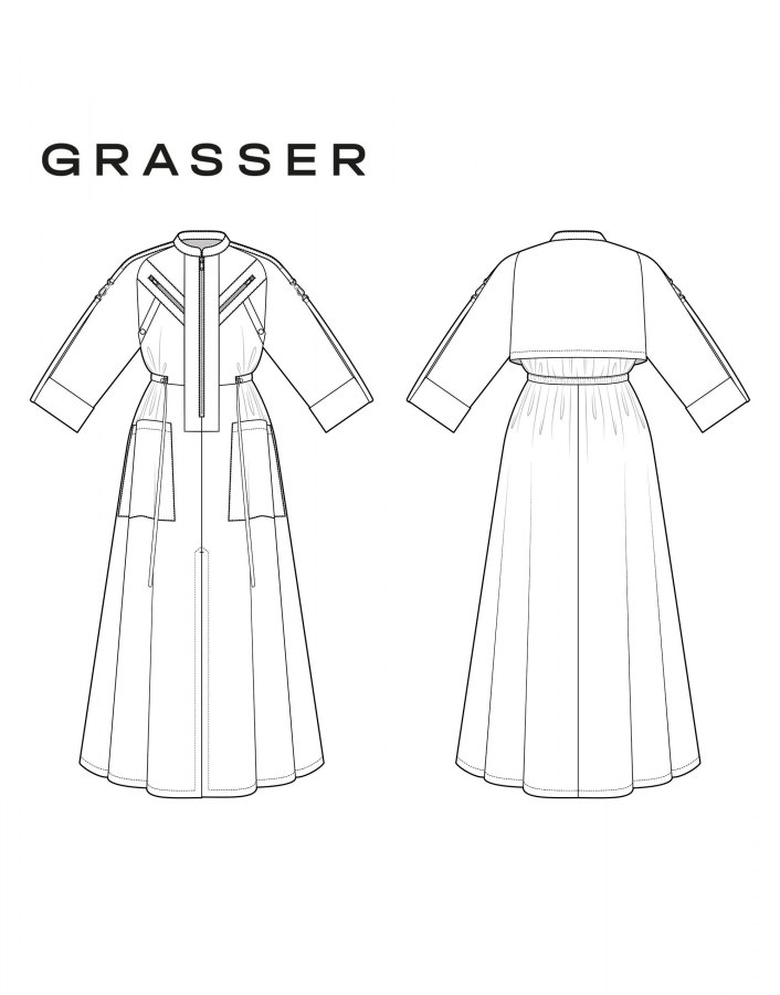 Платье, выкройка №1027 — выкройка бренда Grasser, технический рисунок