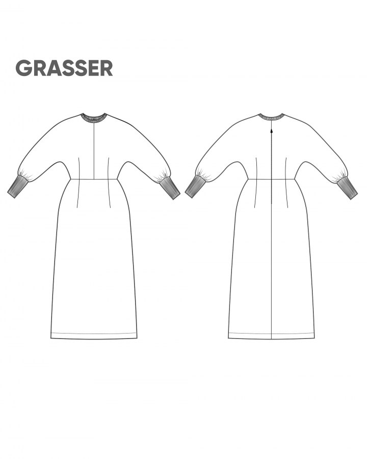 Платье, выкройка №873 — выкройка бренда Grasser, технический рисунок