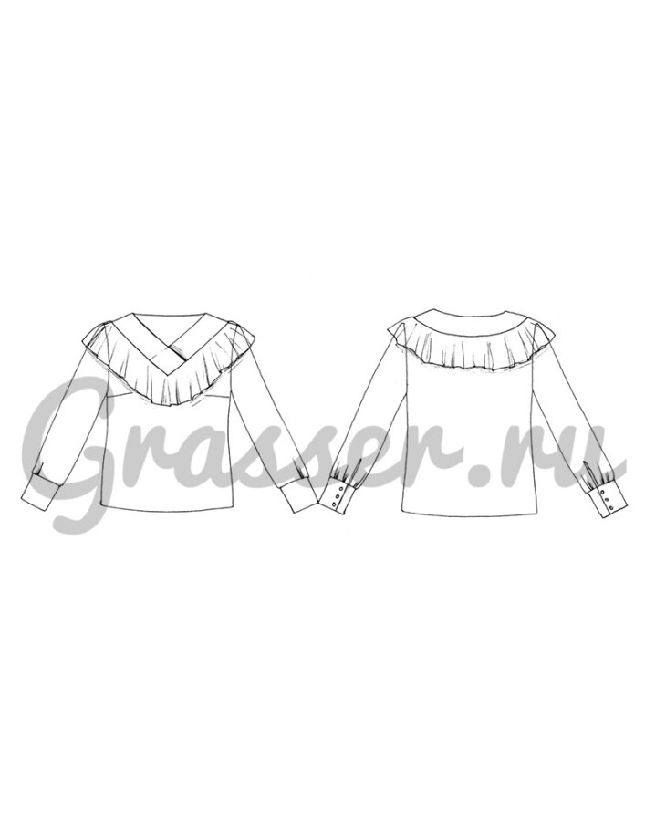 Блузка, выкройка №508 — выкройка бренда Grasser, технический рисунок