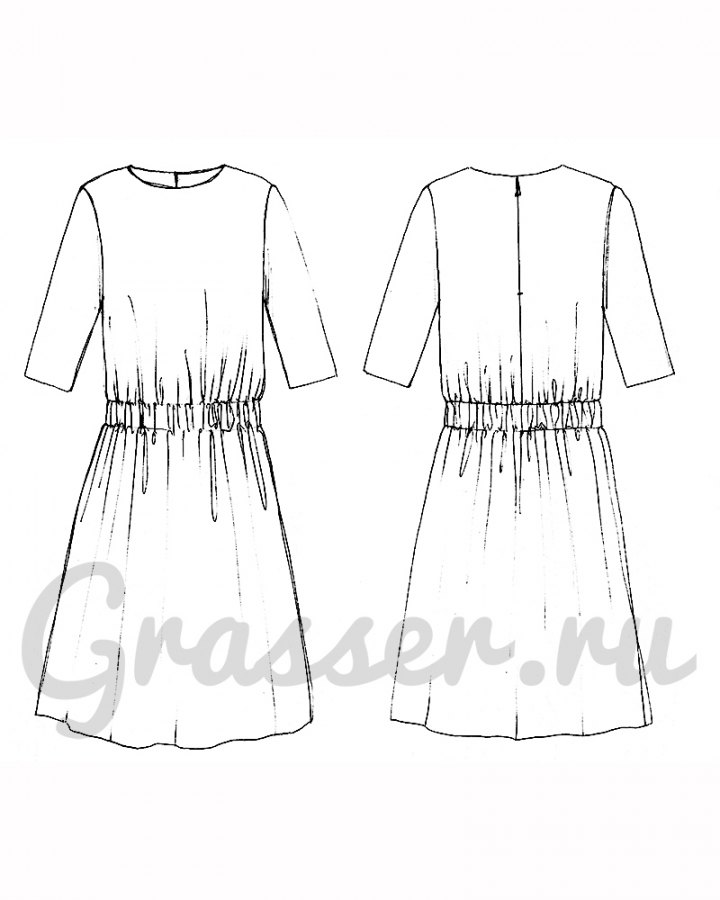 Платье, выкройка №571 — выкройка бренда Grasser, технический рисунок