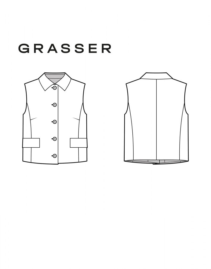 Жилет, выкройка №1025 — выкройка бренда Grasser, технический рисунок