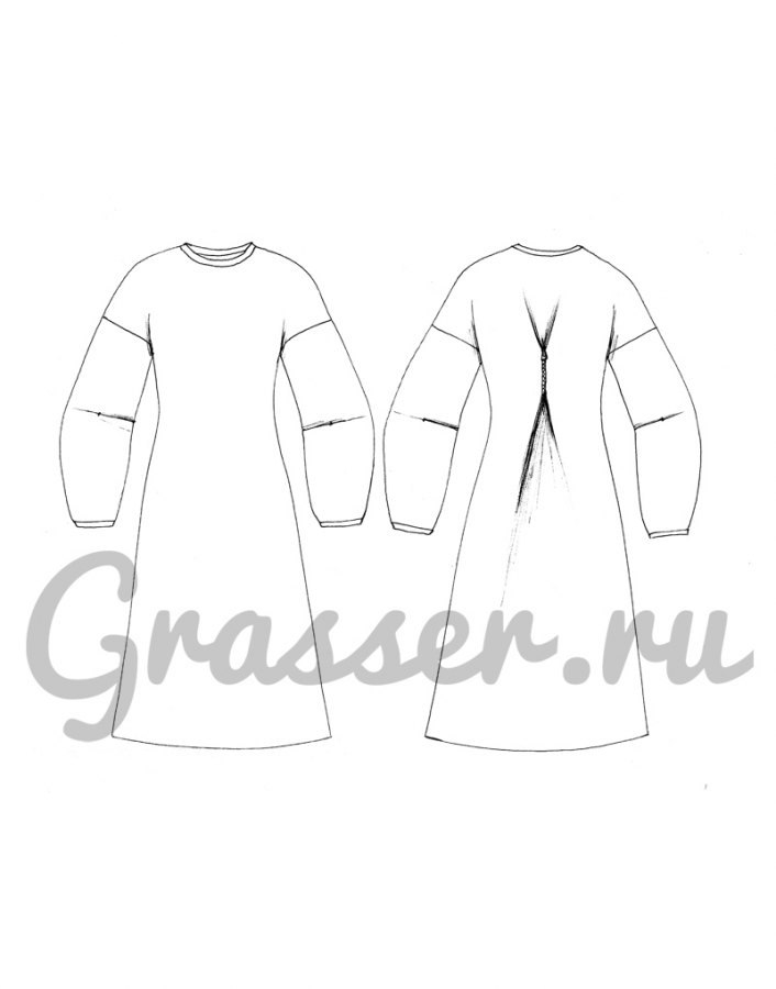 Платье, выкройка №548 — выкройка бренда Grasser, технический рисунок