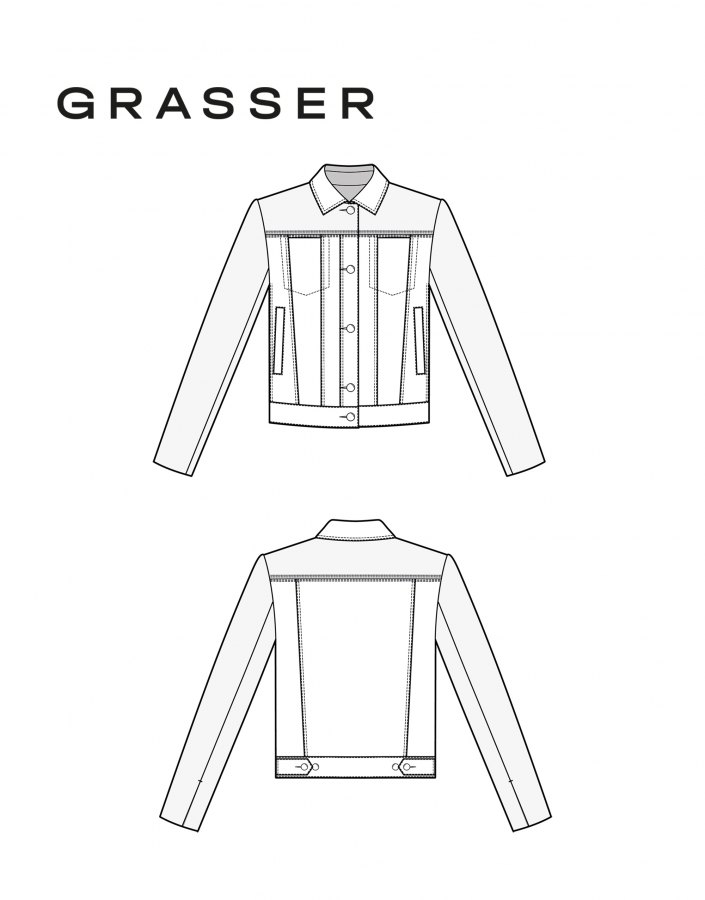 Жакет куртка, выкройка №1048 — выкройка бренда Grasser, технический рисунок