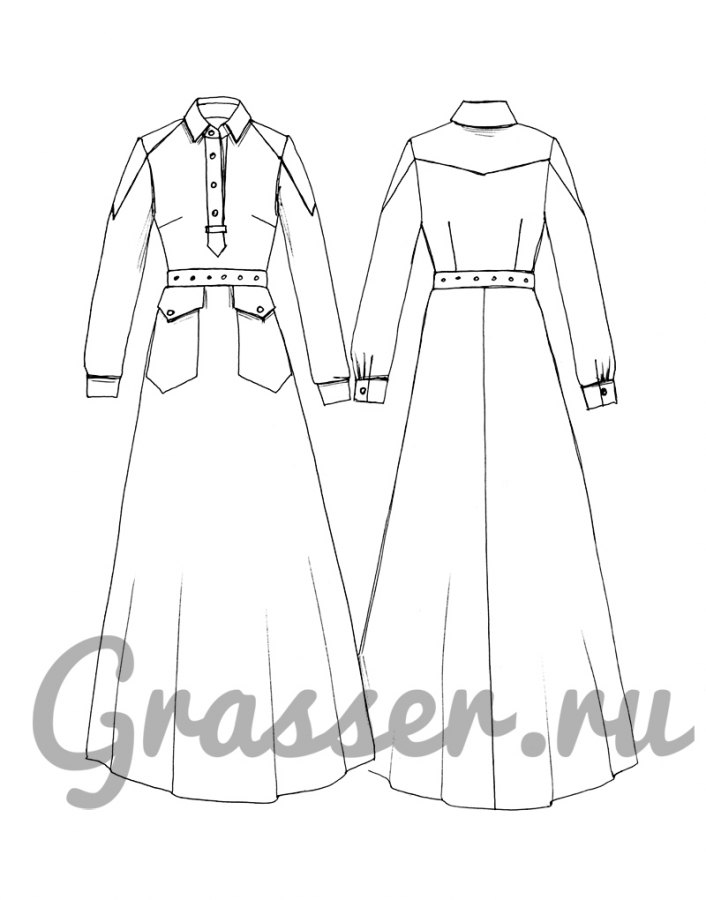 Платье, выкройка №265 — выкройка бренда Grasser, технический рисунок