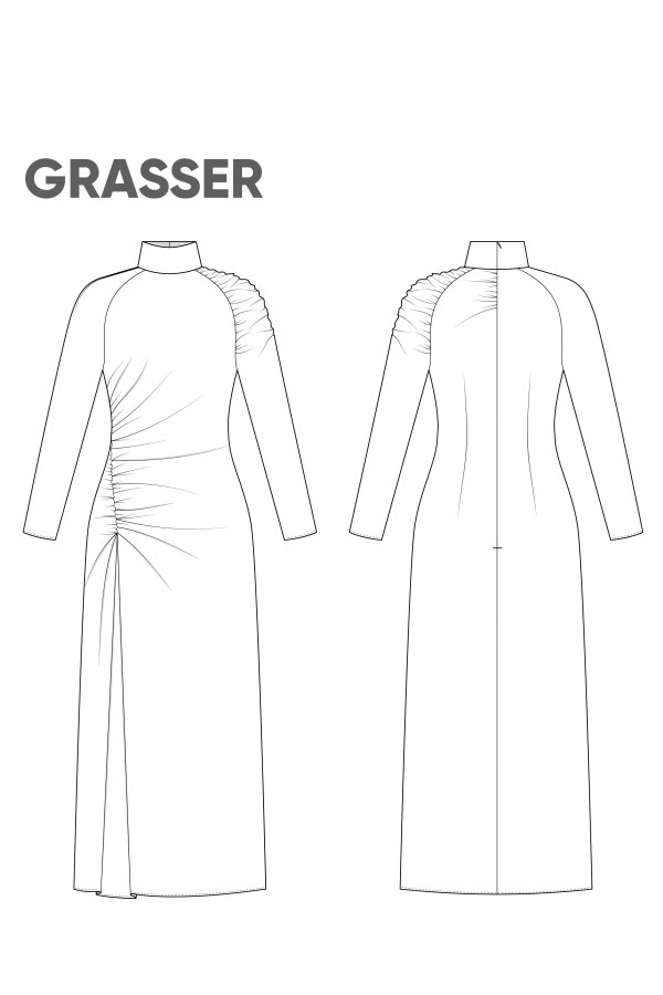 Платье, выкройка №841 — выкройка бренда Grasser, технический рисунок