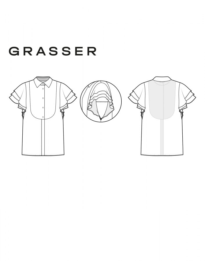 Блузка, выкройка №1088 — выкройка бренда Grasser, технический рисунок