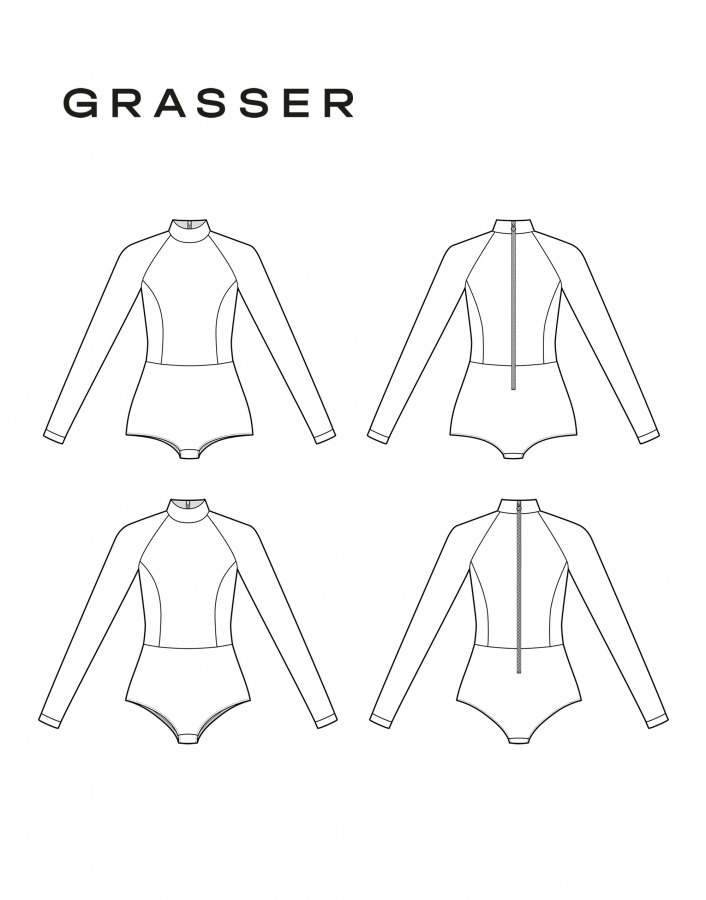 Купальник, выкройка №928 — выкройка бренда Grasser, технический рисунок