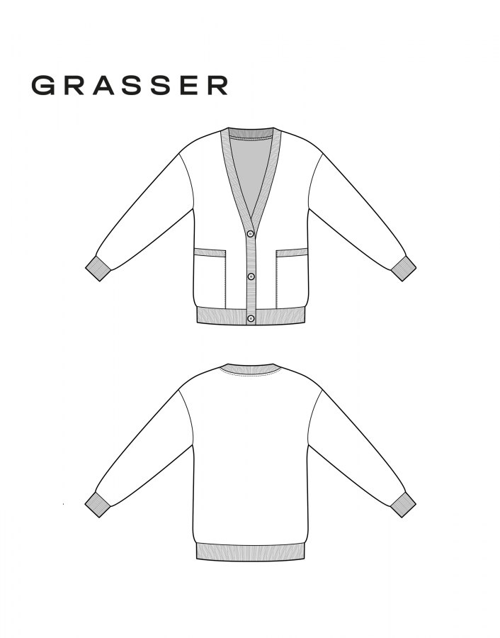 Кардиган, выкройка №1005 — выкройка бренда Grasser, технический рисунок