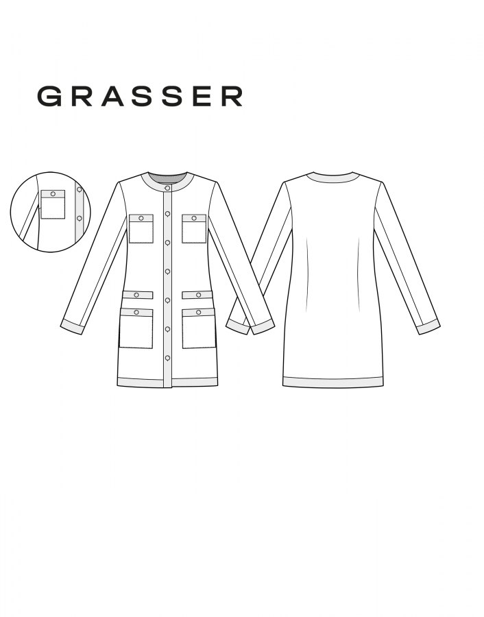 Платье, выкройка №1118 — выкройка бренда Grasser, технический рисунок