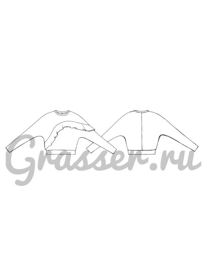 Свитшот, выкройка №523 — выкройка бренда Grasser, технический рисунок