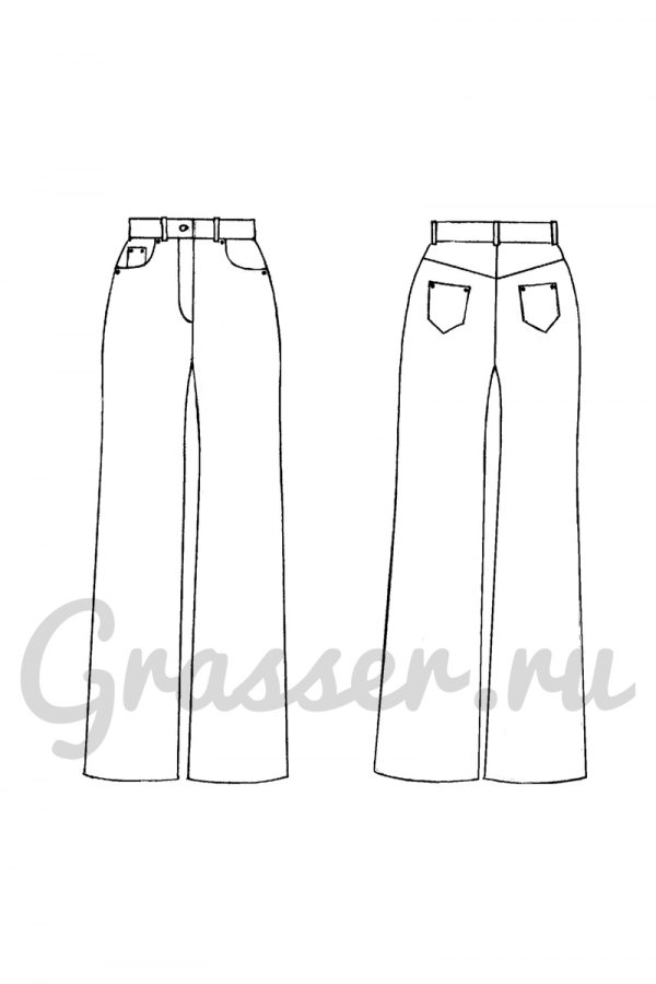 Брюки джинсы, выкройка №710 — выкройка бренда Grasser, технический рисунок