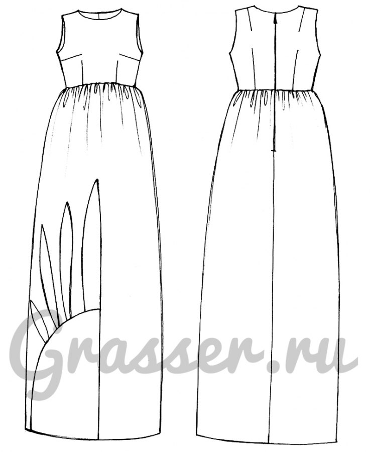 Платье, выкройка №395 — выкройка бренда Grasser, технический рисунок