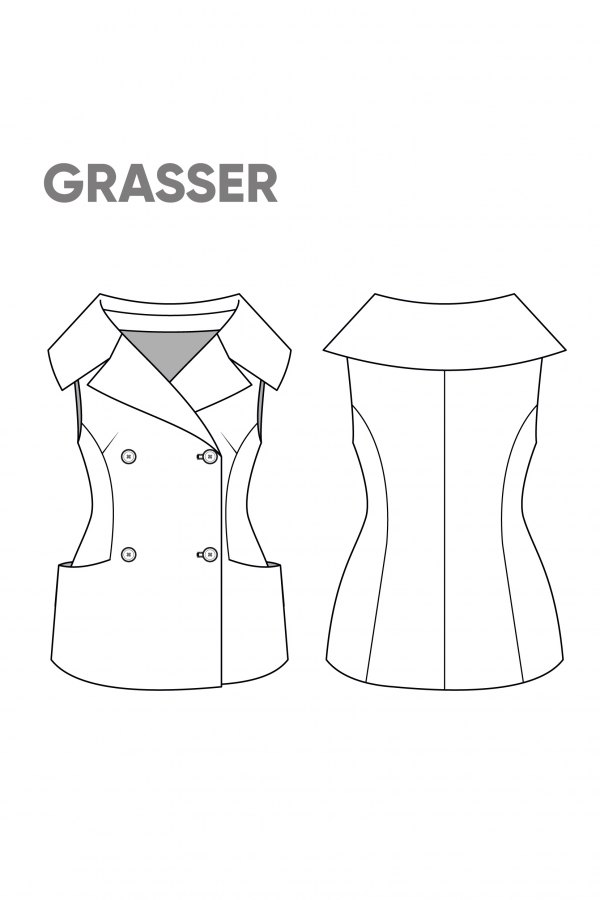 Жилет, выкройка №773 — выкройка бренда Grasser, технический рисунок