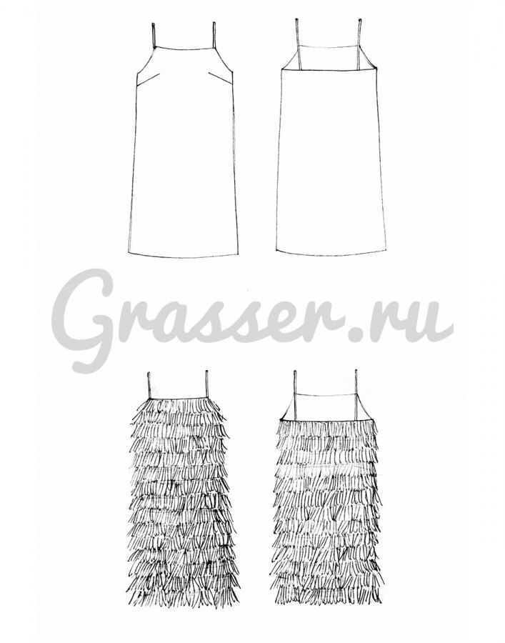 Платье, выкройка №716 — выкройка бренда Grasser, технический рисунок