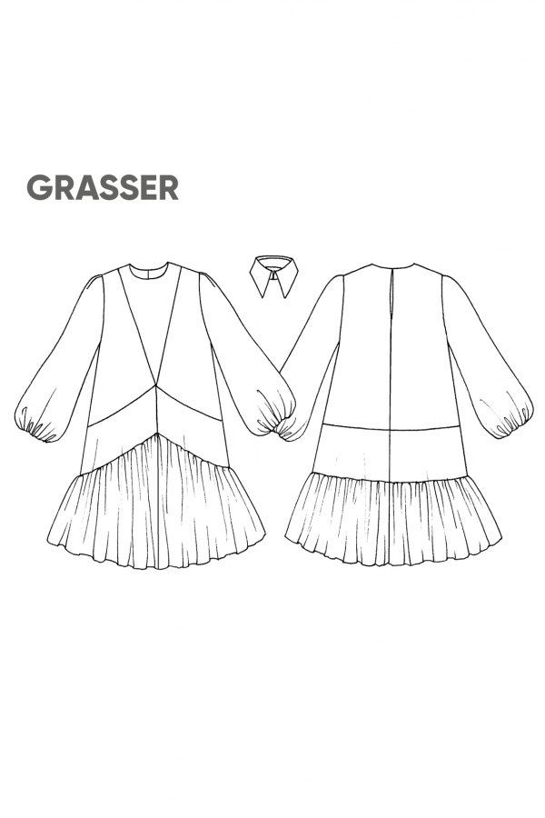Платье, выкройка №756 — выкройка бренда Grasser, технический рисунок