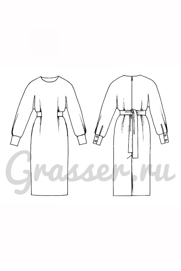 Платье, выкройка №663 — выкройка бренда Grasser, технический рисунок