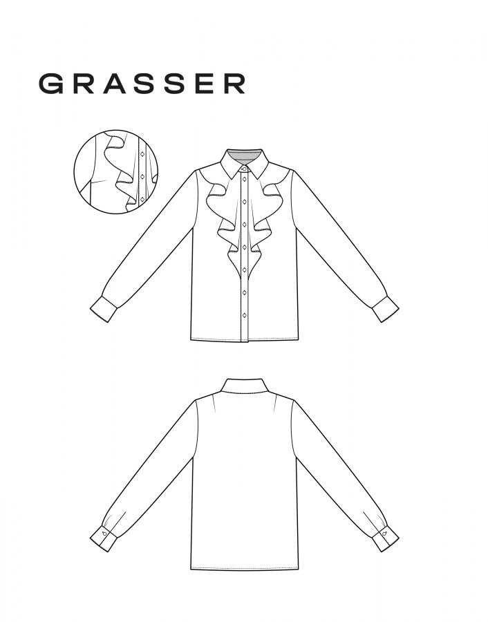 Блузка, выкройка №1115 — выкройка бренда Grasser, технический рисунок
