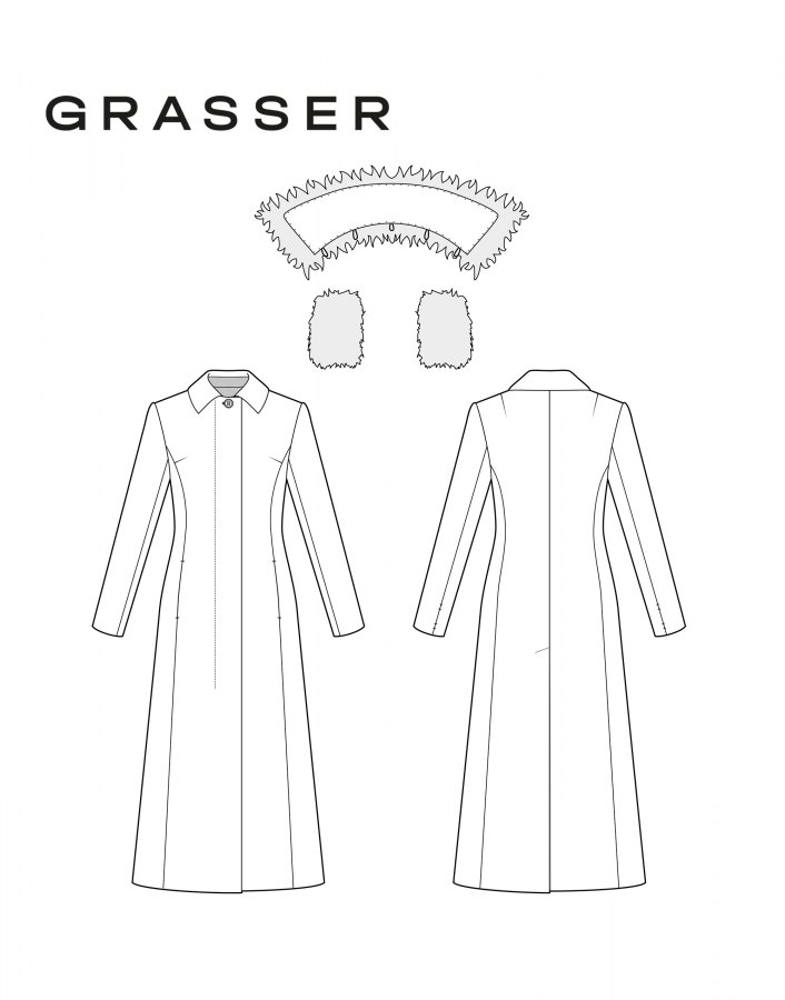 Пальто, выкройка №1063 — выкройка бренда Grasser, технический рисунок