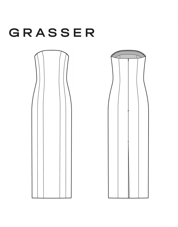 Платье, выкройка №1083 — выкройка бренда Grasser, технический рисунок