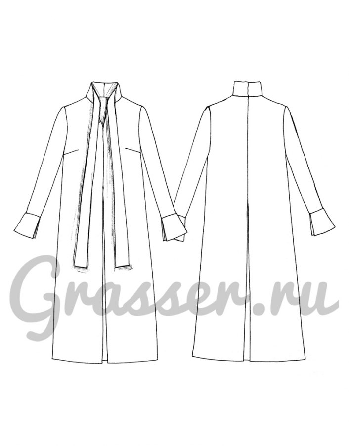 Блузка, выкройка №454 — выкройка бренда Grasser, технический рисунок