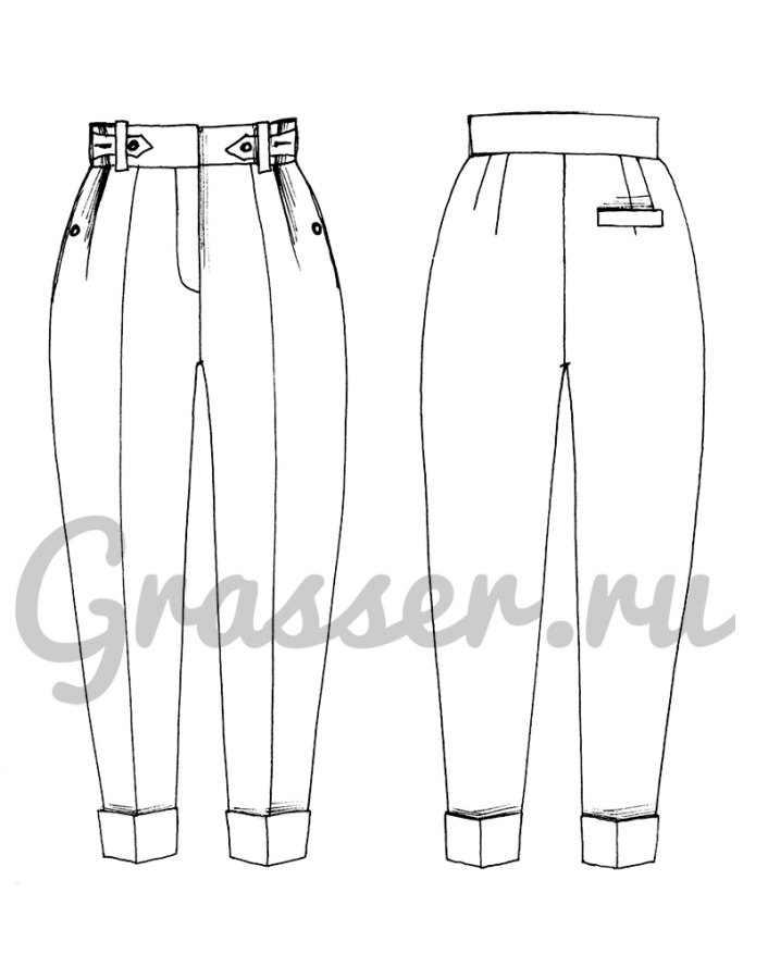 Брюки, выкройка №409 — выкройка бренда Grasser, технический рисунок
