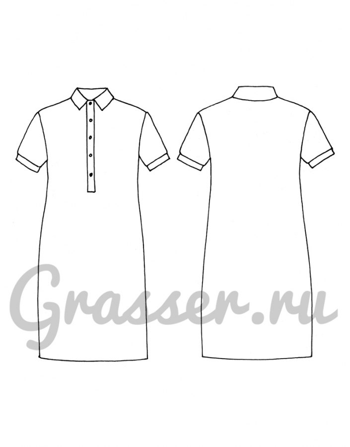 Платье-поло, выкройка №443 — выкройка бренда Grasser, технический рисунок