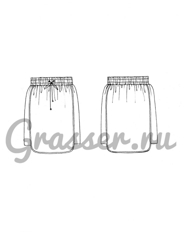 Мини-юбка, выкройка №487 — выкройка бренда Grasser, технический рисунок