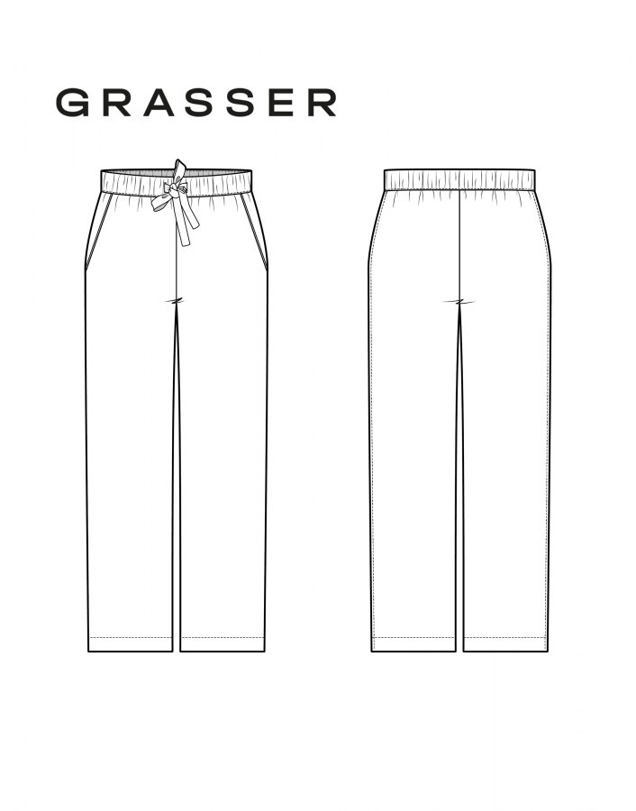 Женские пижамные брюки, выкройка №545 — выкройка бренда Grasser, технический рисунок
