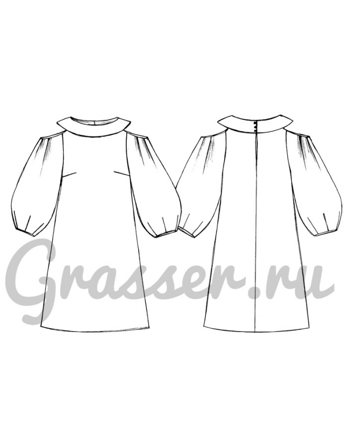 Платье, выкройка №392 — выкройка бренда Grasser, технический рисунок