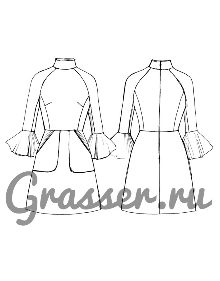 Платье, выкройка №254 — выкройка бренда Grasser, технический рисунок