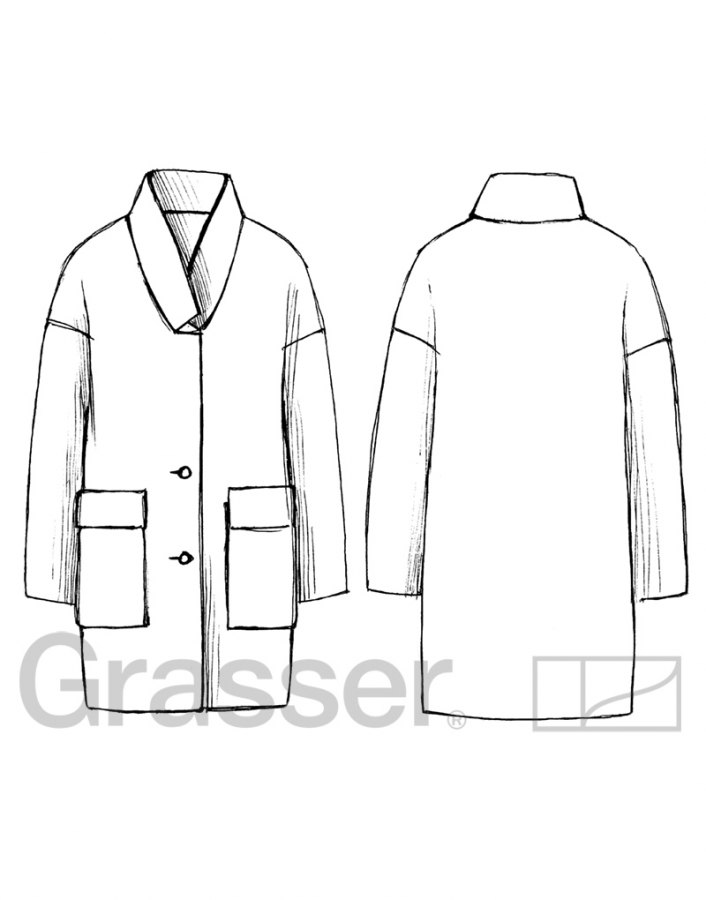 Жакет-пальто, выкройка №145 — выкройка бренда Grasser, технический рисунок