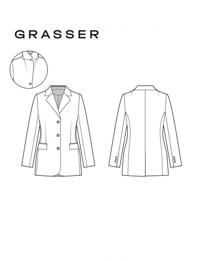 Жакет, выкройка №1102 — выкройка бренда Grasser, технический рисунок