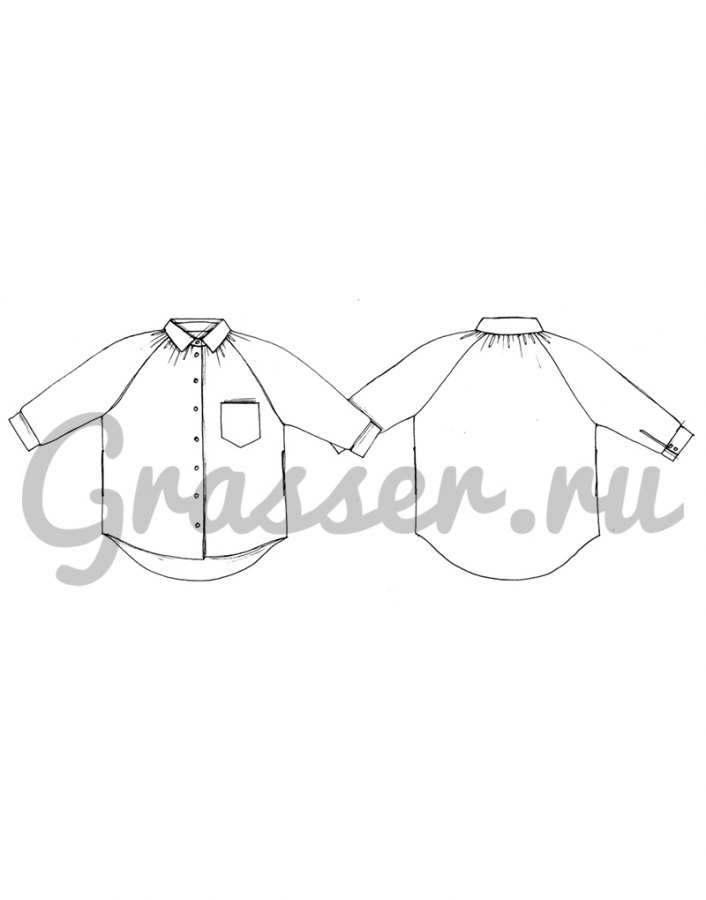 Рубашка, выкройка №497 — выкройка бренда Grasser, технический рисунок