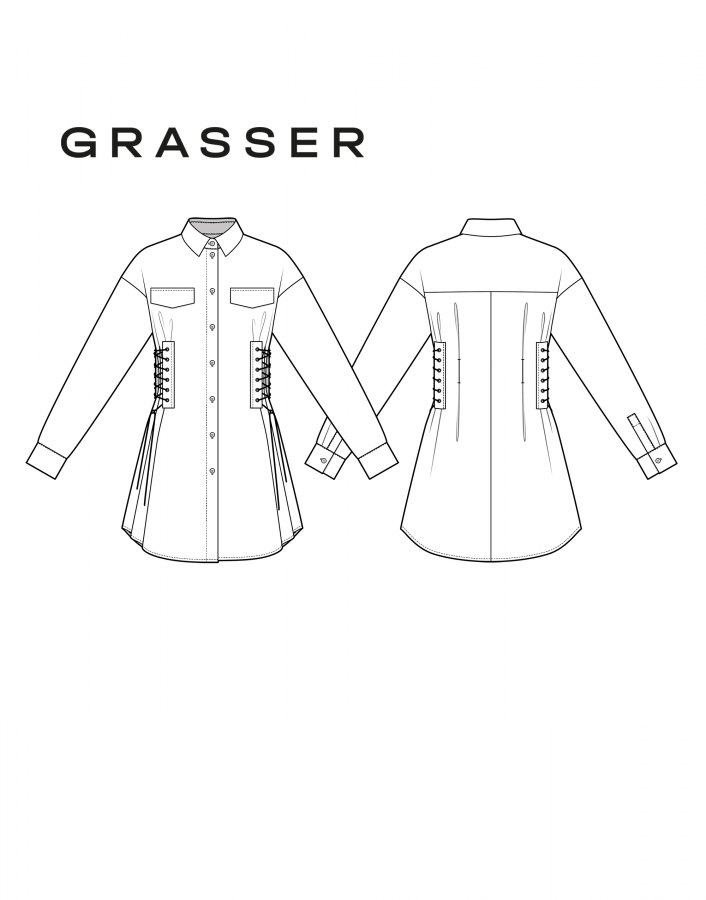 Платье, выкройка №1132 — выкройка бренда Grasser, технический рисунок