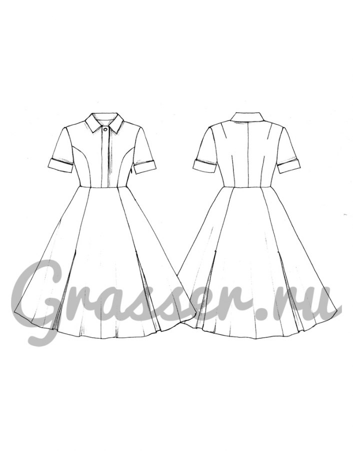 Платье, выкройка №480 — выкройка бренда Grasser, технический рисунок