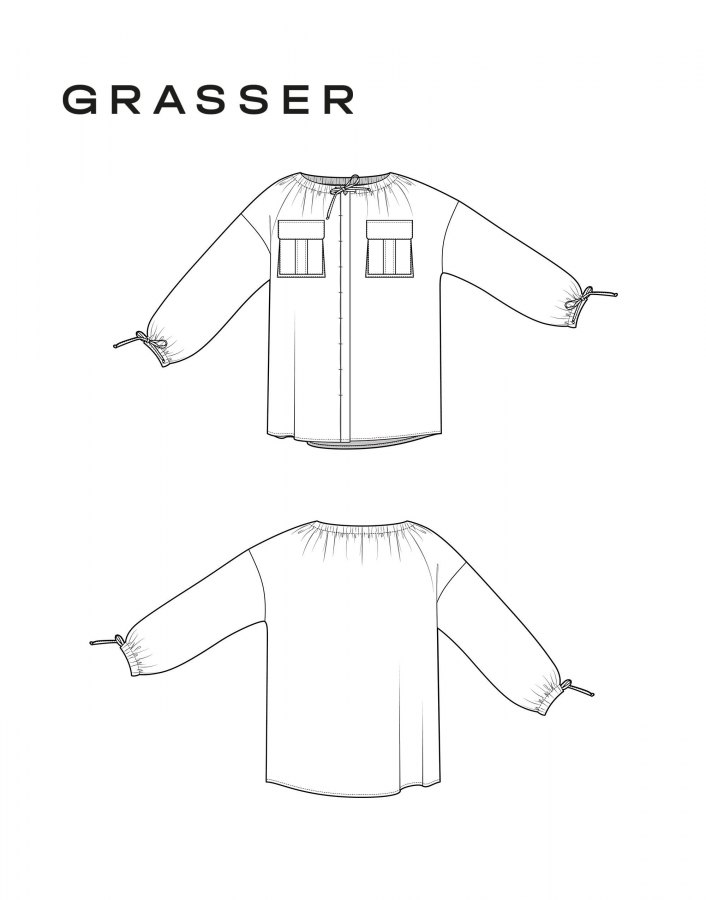 Блузка, выкройка №1037 — выкройка бренда Grasser, технический рисунок