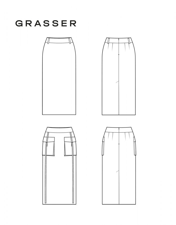 Юбка, выкройка №1018 — выкройка бренда Grasser, технический рисунок
