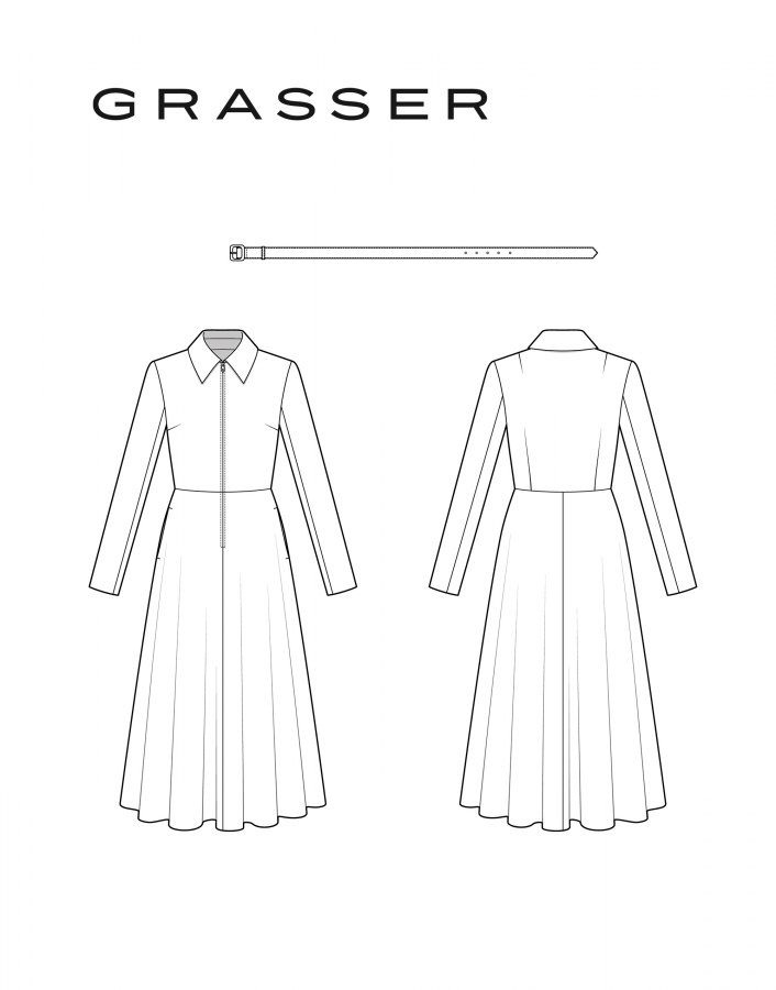 Платье, выкройка №1312 — выкройка бренда Grasser, технический рисунок